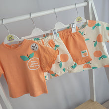 Load image into Gallery viewer, Baby Girls Orange Shorts Sets x2