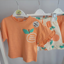 Load image into Gallery viewer, Baby Girls Orange Shorts Sets x2