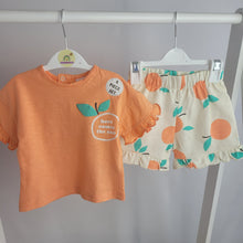 Load image into Gallery viewer, Baby Girls Orange Shorts Sets x2