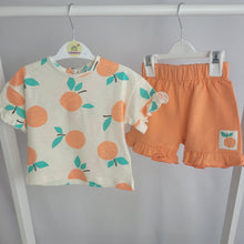 Load image into Gallery viewer, Baby Girls Orange Shorts Sets x2