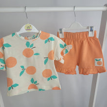 Load image into Gallery viewer, Baby Girls Orange Shorts Sets x2