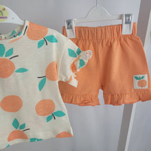 Load image into Gallery viewer, Baby Girls Orange Shorts Sets x2