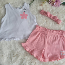 Load image into Gallery viewer, Baby Girls Pink Shorts Set inc Headband