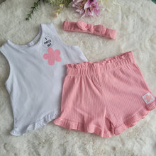 Load image into Gallery viewer, Baby Girls Pink Shorts Set inc Headband