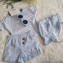Load image into Gallery viewer, Baby Boys Blue Stripe Shorts Set