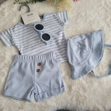 Load image into Gallery viewer, Baby Boys Blue Stripe Shorts Set