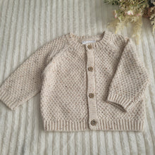 Load image into Gallery viewer, Baby Beige Cotton Knit Cardigan With Embroidered bear