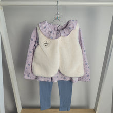 Load image into Gallery viewer, Baby Girls Pink Faux Fur Gilet, Lilac Top & Legging Set