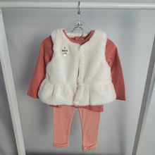 Load image into Gallery viewer, Baby Girls Faux Fur Gilet, Coral Top & Legging Set