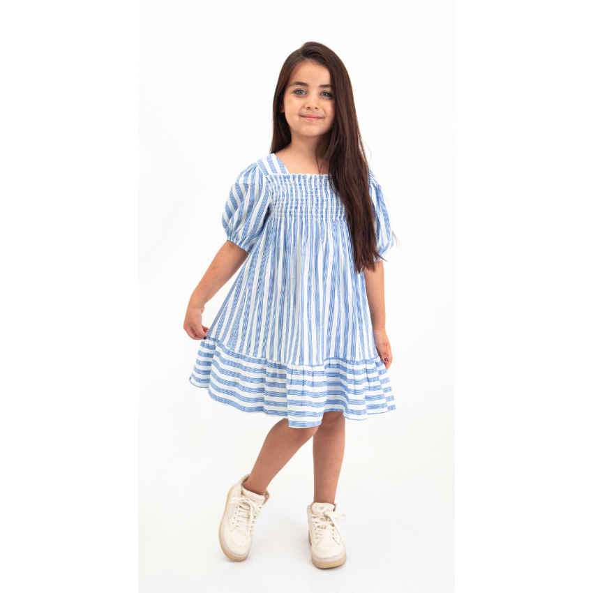 Girls Blue Striped Dress Jam and Thread Girls Blue Striped Dress Jam and Thread