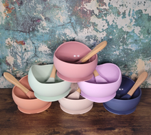 Load image into Gallery viewer, Baby Silicone Bowl and Spoon Weaning Set