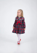 Load image into Gallery viewer, Girls Red Collar Tartan Dress