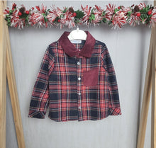 Load image into Gallery viewer, Boys Red Plaid Flannel Shirt