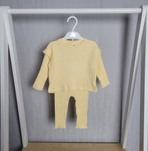 Load image into Gallery viewer, Baby Girls Yellow Ribbed Legging Set
