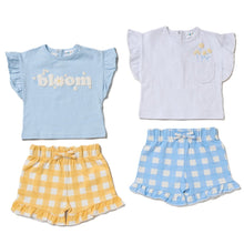 Load image into Gallery viewer, Girls T-Shirts and Gingham Short Sets x2
