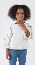 Load image into Gallery viewer, Girls White Bow Sleeve Blouse