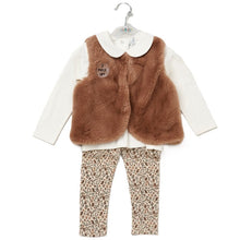 Load image into Gallery viewer, Girls Faux Fur Gilet, Top & Legging Outfit