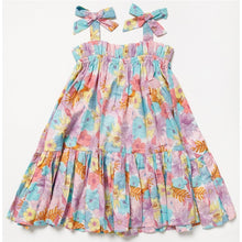 Load image into Gallery viewer, Girls Pastel Floral Bow Shoulder Dress