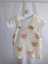 Load image into Gallery viewer, Cream Teddy Bear Dungarees