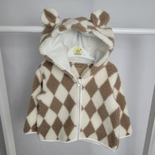 Load image into Gallery viewer, Harlequin Beige and Cream Zip Up Fleece