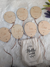 Load image into Gallery viewer, Wooden Balloon Baby Age Milestone plaques