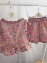 Load image into Gallery viewer, Girls Pastel Plaid Shorts Set