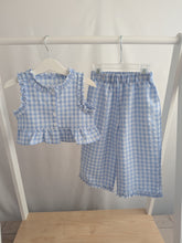 Load image into Gallery viewer, Girls Blue Gingham Two Piece Set