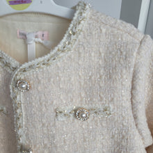 Load image into Gallery viewer, Girls Two Piece Glitter Embossed Dress & Jacket Set with Purse-Cream