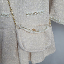 Load image into Gallery viewer, Girls Two Piece Glitter Embossed Dress & Jacket Set with Purse-Cream