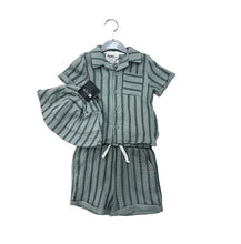Load image into Gallery viewer, Baby Boys Green Pinstripe Short Set