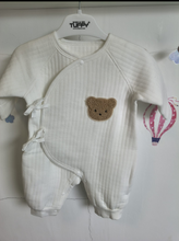 Load image into Gallery viewer, Quilted bear Layette Onesie-Cream