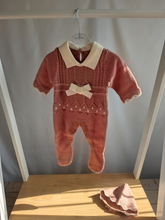 Load image into Gallery viewer, Baby Girls Dusky Pink Knit Romper and Bonnet