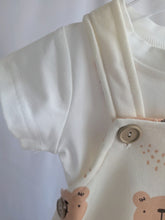 Load image into Gallery viewer, Cream Teddy Bear Dungarees
