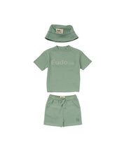 Load image into Gallery viewer, Baby Boys Green Shorts Set + Bucket Hat
