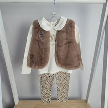 Load image into Gallery viewer, Girls Faux Fur Gilet, Top & Legging Outfit