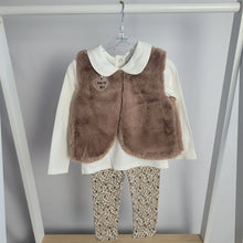 Load image into Gallery viewer, Girls Faux Fur Gilet, Top & Legging Outfit