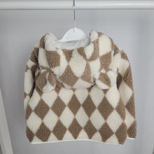 Load image into Gallery viewer, Harlequin Beige and Cream Zip Up Fleece