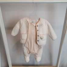 Load image into Gallery viewer, Baby Unisex Borg Jacket, Trouser & Ribbed Bodysuit Outfit
