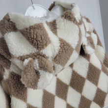 Load image into Gallery viewer, Harlequin Beige and Cream Zip Up Fleece