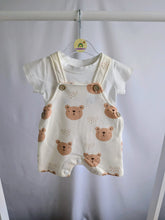 Load image into Gallery viewer, Cream Teddy Bear Dungarees