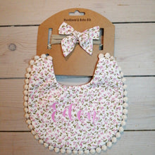 Load image into Gallery viewer, Personalised Baby Bib and Matching Bow Headband