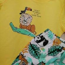 Load image into Gallery viewer, Boys Jungle themed Top and Shorts with matching Bucket hat
