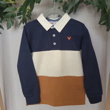 Load image into Gallery viewer, Navy and Tan Rugby Shirt