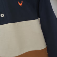 Load image into Gallery viewer, Navy and Tan Rugby Shirt
