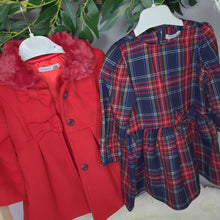 Load image into Gallery viewer, Tartan Dress and Red Coat Set