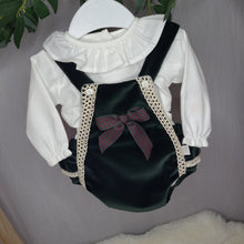 Load image into Gallery viewer, Bottle Green Luxury Velour Romper Set