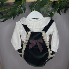 Load image into Gallery viewer, Bottle Green Luxury Velour Romper Set