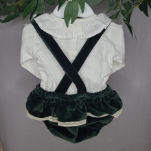 Load image into Gallery viewer, Bottle Green Luxury Velour Romper Set