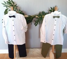 Load image into Gallery viewer, Boys 3 Piece Shirt, Bow Tie and Trouser Set
