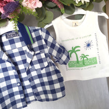 Load image into Gallery viewer, Boys Blue Check Shirt and Vest Set